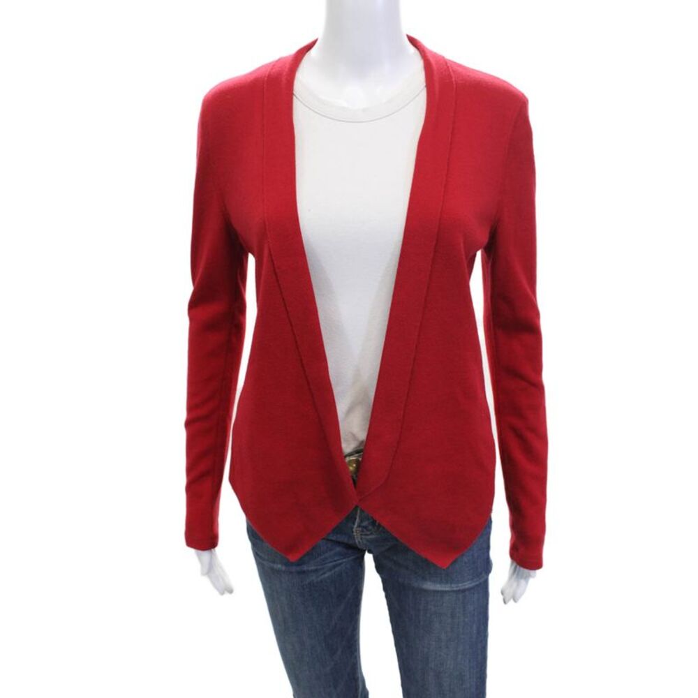 Akris Punto Womens Cardigan Red Wool Blend Long Sleeve Size 4